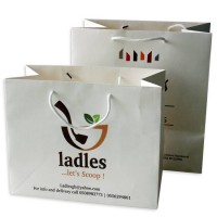 Custom Logo Printing White Kraft Paper Bag With Handle