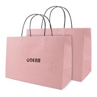 Wholesale Retail Luxury Personalized Square Packaging Bag With Handle Custom Logo Kraft Paper Gift Bag